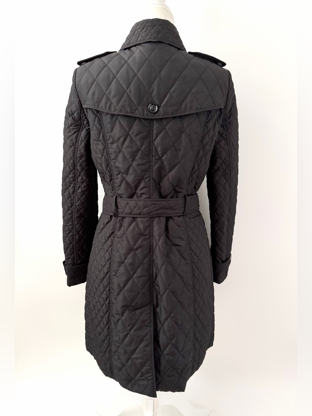 BURBERRY | London Quilted Belted Trench Coat Black Check Lined US 8 - Picture 3 of 11